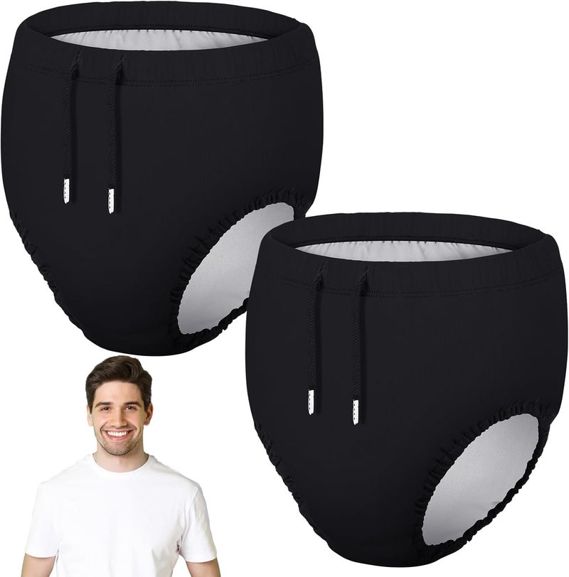 Glitopper 2 Pcs Reusable Adult Swim Diapers Special Needs Cloth Diaper Covers Washable Nappy Trunks Waterproof Leakproof for Postpartum Women Incontinence Protection Unisex(XL) - Image 1